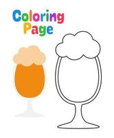 colorante página con cerveza para niños vector