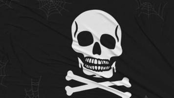 Halloween Danger Skull Flag Cloth Removing From Screen, Intro, 3D Rendering, Chroma Key, Luma Matte video