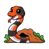 Cute cape coral snake cartoon out from hole vector