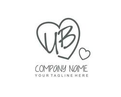 Initial UB with heart love logo template vector