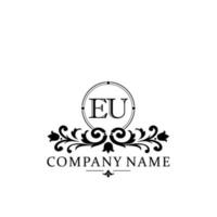 letter EU floral logo design. logo for women beauty salon massage cosmetic or spa brand vector