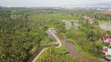 Aerial view fly over river at rural area video