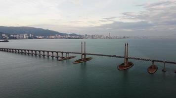 Aerial rotation view morning car traffic at Penang video