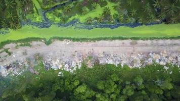 Drone footage rubbish dump thrown near plantation video