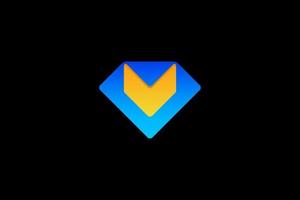 blue yellow initial letter v value logo vector