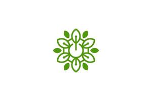 green flower natural organic power logo vector