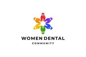 colorfull women dental logo vector