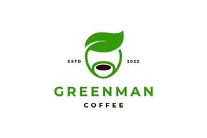 green man coffee leaf logo vector