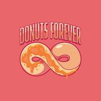 Infinite Donut symbol with lettering vector illustration. Food, candy, branding design concept.