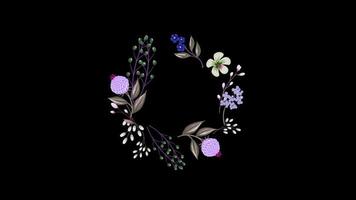 animated Beautiful flower wreath floral decoration art Text Frame With alpha channel. Wedding titles, copy space. video