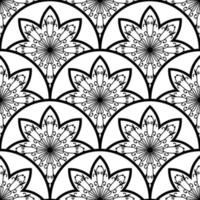 resumen mandala pescado escala sin costura modelo. ornamental teja, mosaico antecedentes. floral labor de retazos infinito tarjeta. Arábica, indio, otomano motivos vector