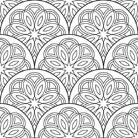 Abstract mandala fish scale seamless pattern. Ornamental tile, mosaic background. Floral patchwork infinity card. Arabic, Indian, ottoman motifs. vector