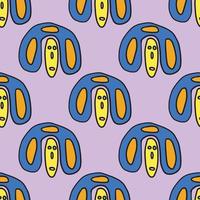 Cute modern abstract mask, face doodle seamless pattern. vector