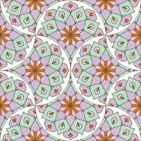 Abstract mandala fish scale seamless pattern. Ornamental tile, mosaic background. Floral patchwork infinity card. Arabic, Indian, ottoman motifs. vector