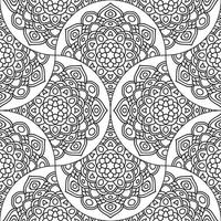 Abstract mandala fish scale seamless pattern. Ornamental tile, mosaic background. Floral patchwork infinity card. Arabic, Indian, ottoman motifs. vector