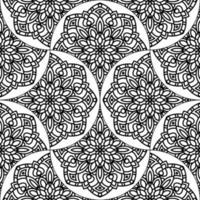 Abstract mandala fish scale seamless pattern. Ornamental tile, mosaic background. Floral patchwork infinity card. Arabic, Indian, ottoman motifs. vector