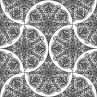 Abstract mandala fish scale seamless pattern. Ornamental tile, mosaic background. Floral patchwork infinity card. Arabic, Indian, ottoman motifs. vector