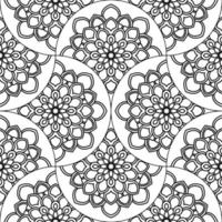 Abstract mandala fish scale seamless pattern. Ornamental tile, mosaic background. Floral patchwork infinity card. Arabic, Indian, ottoman motifs. vector