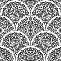 Abstract mandala fish scale seamless pattern. Ornamental tile, mosaic background. Floral patchwork infinity card. Arabic, Indian, ottoman motifs. vector