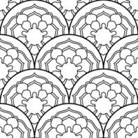 Abstract mandala fish scale seamless pattern. Ornamental tile, mosaic background. Floral patchwork infinity card. Arabic, Indian, ottoman motifs. vector