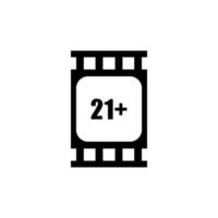 Sign of Adult Only for Eighteen Plus or Twenty One Plus Age in the Filmstrip. Age Rating Movie Icon Symbol for Movie Poster, Apps, Website or Graphic Design Element. Vector Illustration