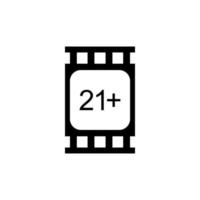 Sign of Adult Only for Eighteen Plus or Twenty One Plus Age in the Filmstrip. Age Rating Movie Icon Symbol for Movie Poster, Apps, Website or Graphic Design Element. Vector Illustration