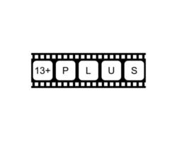 Sign of Adult Only for Thirteen Plus Age in the Filmstrip. Age Rating Movie Icon Symbol for Movie Poster, Banner, Backdrop, Apps, Website or Graphic Design Element. Vector Illustration