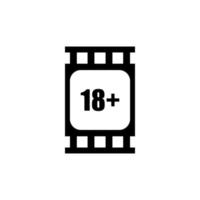 Sign of Adult Only for Eighteen Plus or Twenty One Plus Age in the Filmstrip. Age Rating Movie Icon Symbol for Movie Poster, Apps, Website or Graphic Design Element. Vector Illustration