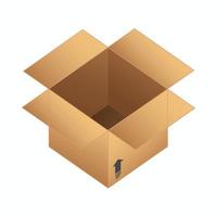 Box package Open with up arrow icon in vector design flat illustration isolated ready to use free editable in brown color perfect for delivery business or asset element Mystery shop