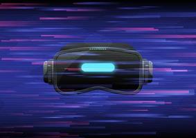 abstract vector 3d vr glasses black gray modern shapes blue gradient background horizontal grid lines multi colored rectangle Spread all over the top, glitch effect style.