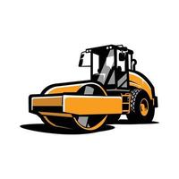 Road Roller Drum Ride Asphalt Tractor vector art isolated