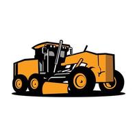 Motor grader vector art isolated. Road contruction machinery vector art