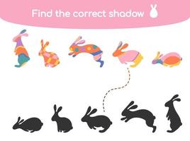 Find the correct shadow kids game vector illustration
