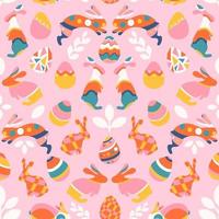 Seamless pattern with Easter bunny eggs vector illustration