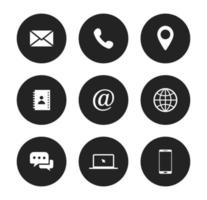 Circular Business Contact Communication Vector Icon Set