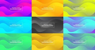 Colorful Abstract Wave Modern Background Set Vector Illustration