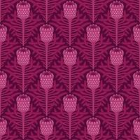 PINK SEAMLESS VECTOR BACKGROUND WITH STYLIZED BLOOMING PROTEA
