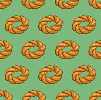 MINT GREEN SEAMLESS VECTOR BACKGROUND WITH DELICIOUS TURKISH SIMITS