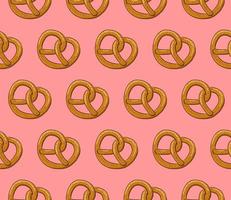 PINK SEAMLESS VECTOR BACKGROUND WITH DELICIOUS PRETZELS