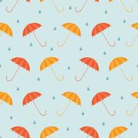 Vector seamless pattern. Funny penguins with umbrellas. Children's print