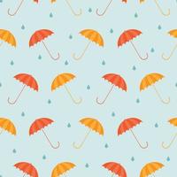 Vector seamless pattern. Funny penguins with umbrellas. Children's print