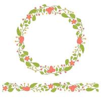 Seamless vector floral brush. Spring flower frame. Wreath. Wedding.