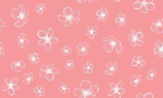 Tropical leaves pattern pink background. Hand drawn illustration. vector