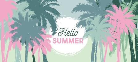 Hello Summer, Palm hand drawn illustrations, vector