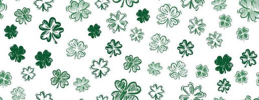 Saint Patricks Day, clover set, hand drawn illustrations. vector