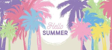 Hello Summer, Palm hand drawn illustrations, vector. vector