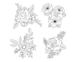 Line art flower for coloring page vector