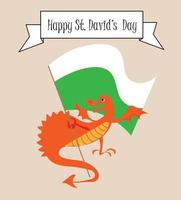 Vector card illustration of Welsh dragons for the First of March on St Davids Day