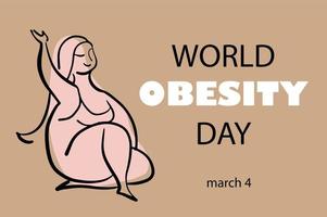 World Obesity Day banner. Obesity woman vector illustration.