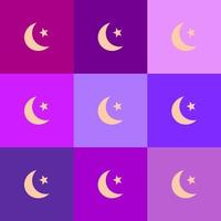 pattern with purple or viotlet tone background and light color of stars and moons, Ramadan vector